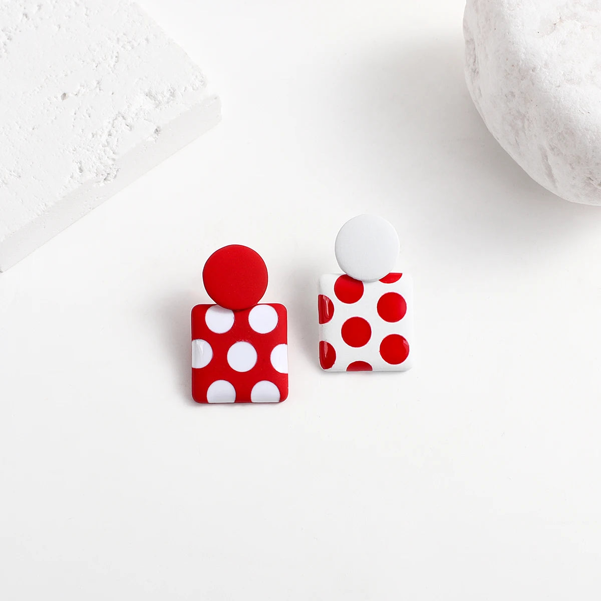 AENSOA Multiple Red Color Earrings Candy Bownot Heart Flower Metal Pearl Drop Earrings for Women Girls Christmas Jewelry Gift