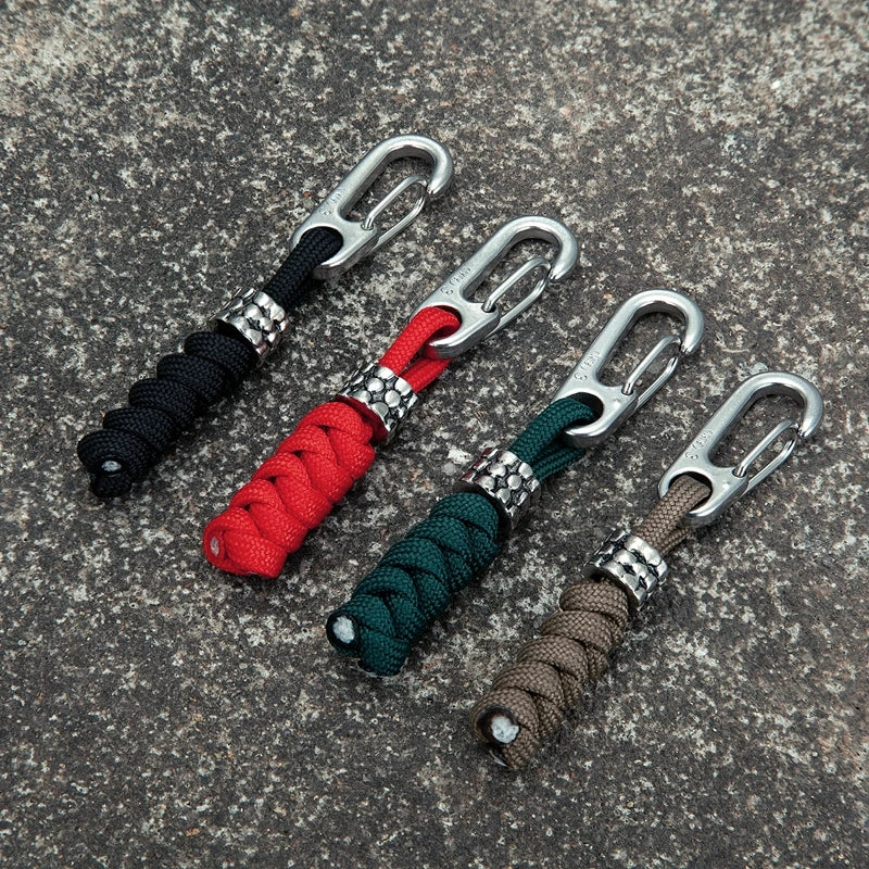 Paracord Keychain Outdoor Climbing Metal Buckle High Strength Parachute Cord Self-Defense Emergency Survival Backpack Key Ring