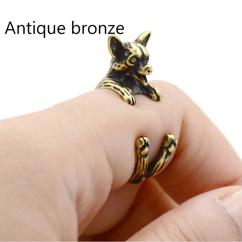 Retro Chihuahua Anillos Dog Ring Men Boho Brass Knuckle Anel Feminino Couple Rings For Women Fashion Jewelry Boyfriend Gifts