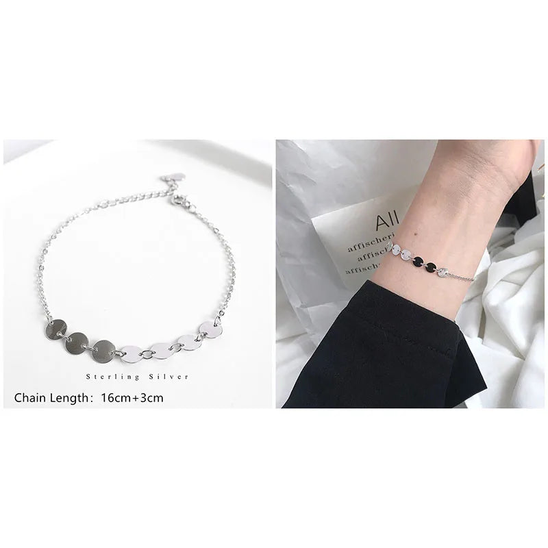 925 Sterling Silver Minimalist Style Chain Bracelet For Women Classic Fashion Student Couple Wristband Jewelry Accessories