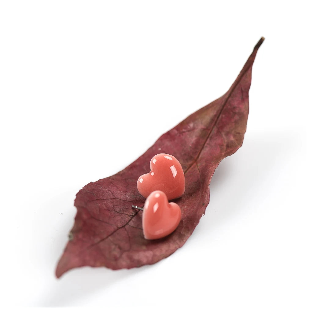 Exquisite ceramic Big love heart shape stud earrings multicolor anti-allergic metal pin fashion earrings #LY117