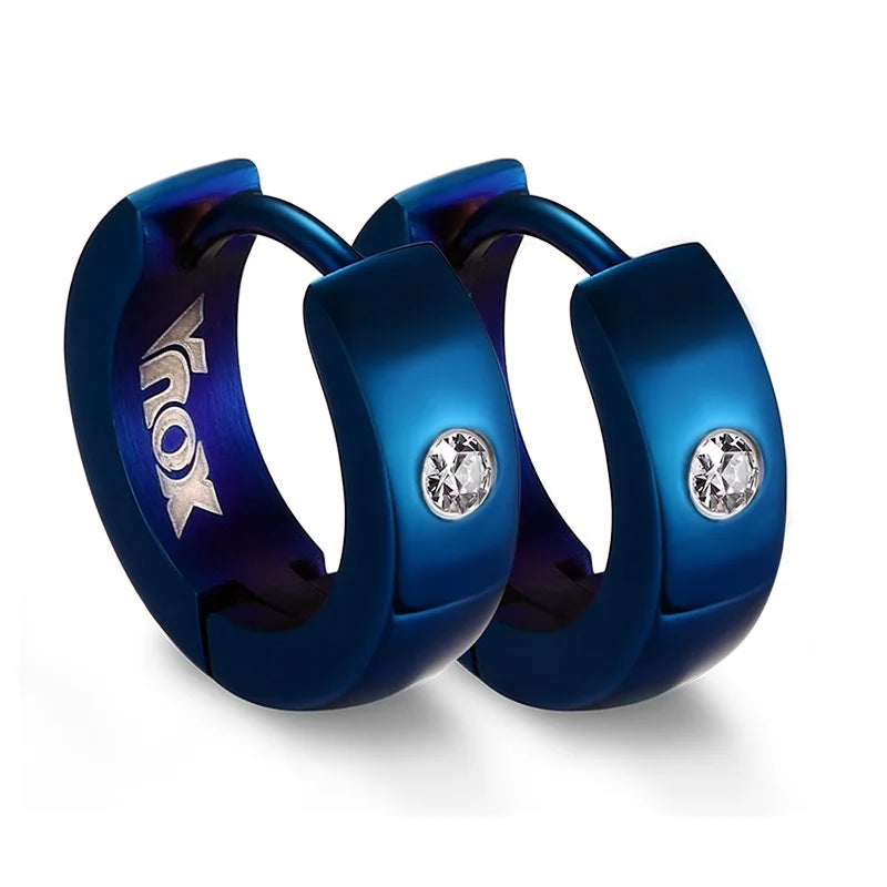 VNOX Cute Hoop Earrings for Men Punk Stainless Steel Huggie Small Earrings 4 Color - Madeinsea©