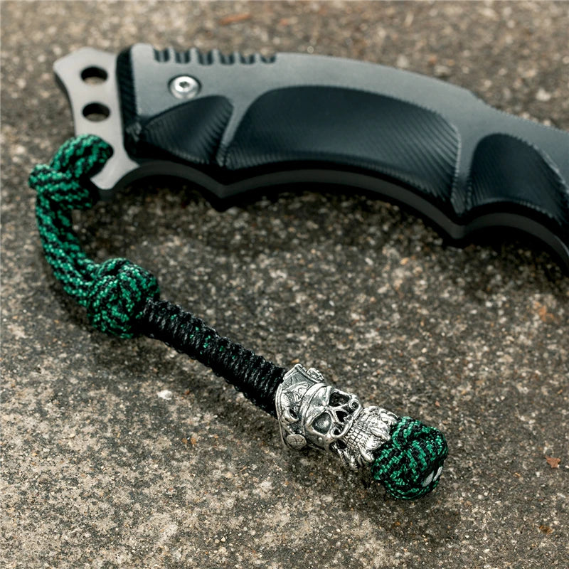 MKENDN New Design Japanese demon Evil mask Men Keychains Backbag Knife Pendant Men Survival Lanyard Rope Handmade Jewelry Gifts