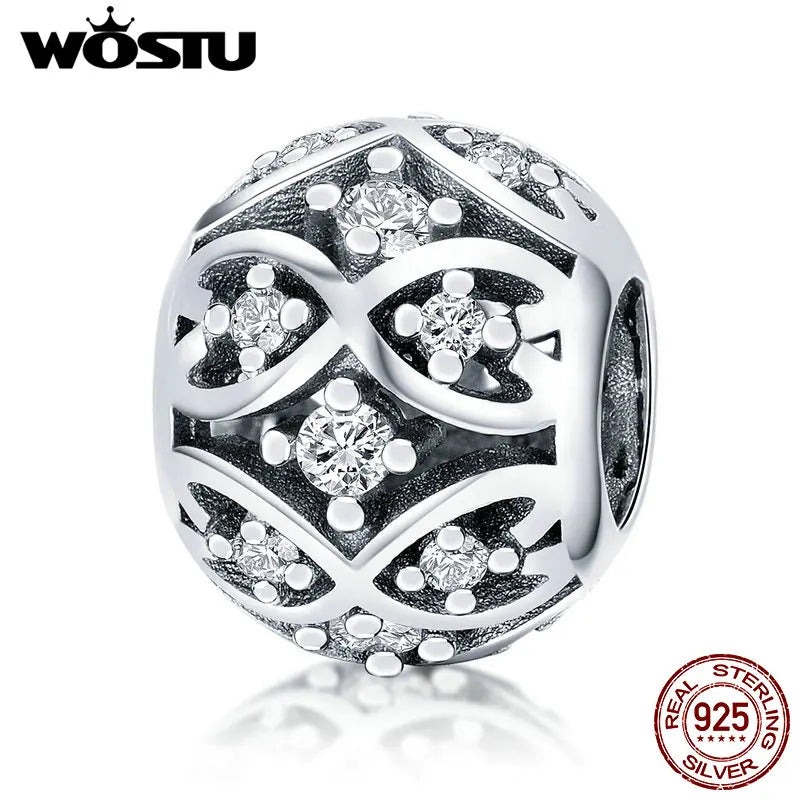WOSTU Authentic 925 Sterling Silver Hot Sale Endless Love Charm Pendant Fit Bracelet Women Party Fashion DIY Jewelry Gift Making