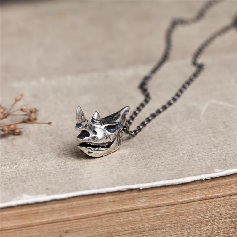 MKENDN S925 Sterling Silver Creative Retro Oxidized Black Eagle Crocodile Cheetah Rhino Skull Pendant Necklace Desert Jewelry