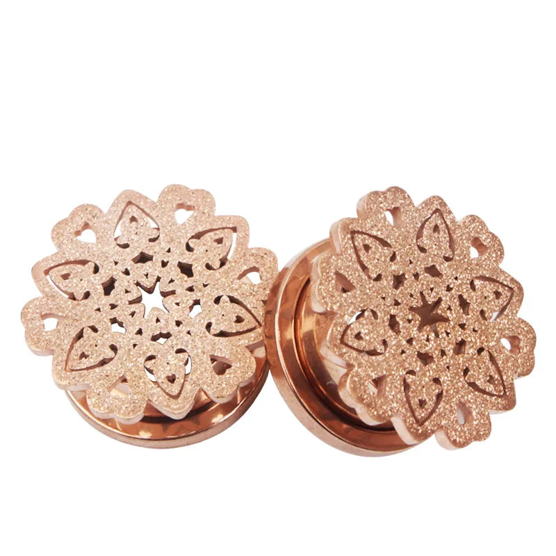 2 Stück Ohrstöpsel/Tunnel/Ohrpiercings aus 316L Edelstahl mit geschraubten Sattelohrring-Expander-Messgeräte Körperschmuck-Piercings