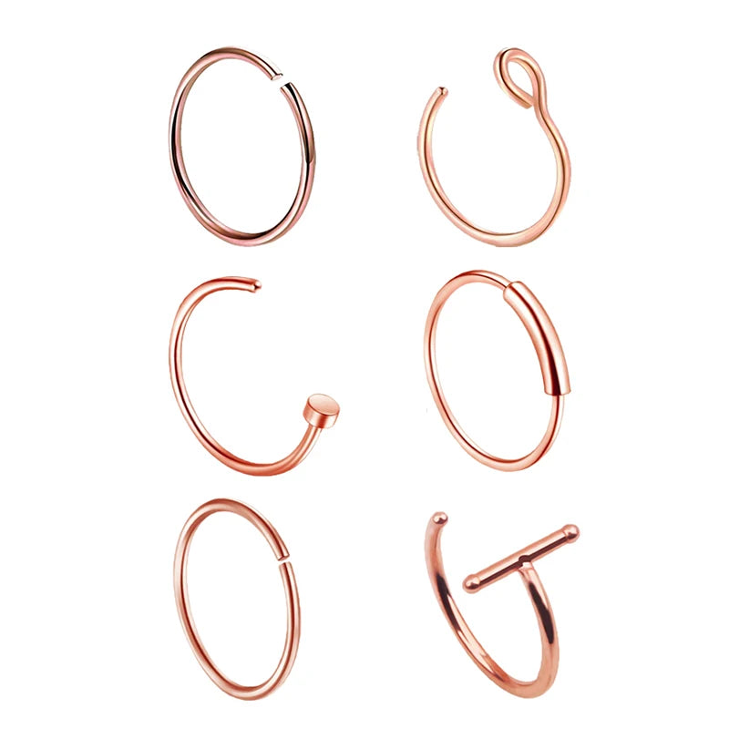 3/4/5/8/21pcs 20G Nose Studs Set Surgical Steel L-Shape Nostril Studs Screws Nose Ring Hoop Body Piercing Jewelry Mixed Styles