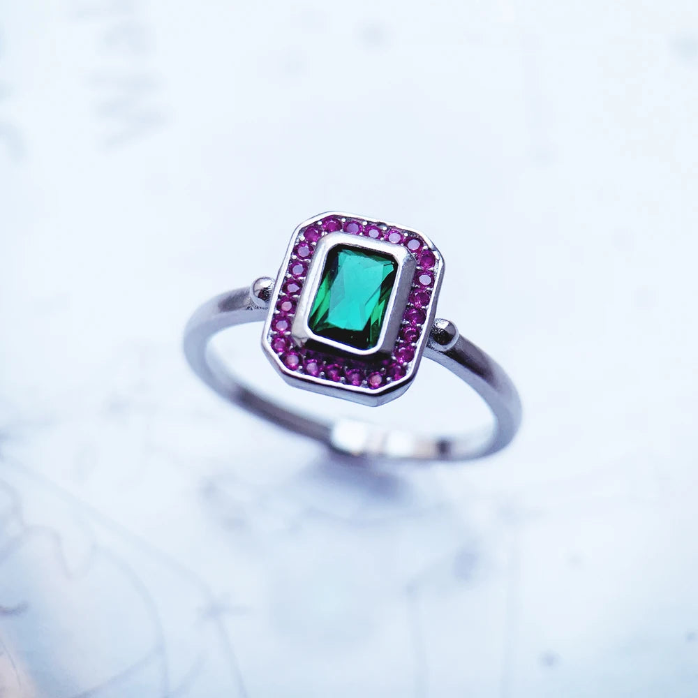 Bague Pierres Rouges Et Vertes,Bijou Fin Pour Femme,Printemps 2022,Tout Nouveau Cadeau Personnalisé En Argent Sterling 925