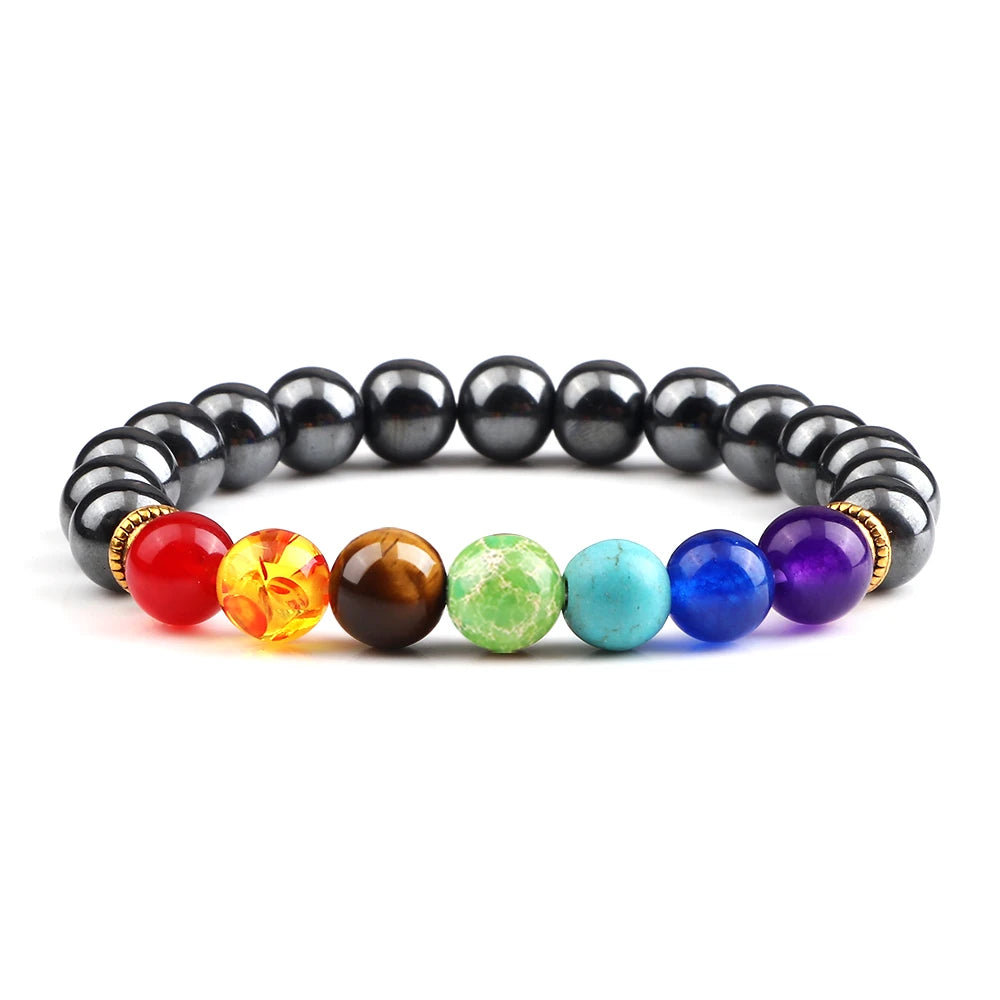 2Pcs Natural Stone 7 Chakra Healing Beaded Adjustable Braided Bracelets Men 8mm Lava Stretch Bracelet Women Reiki Buddha Jewelry