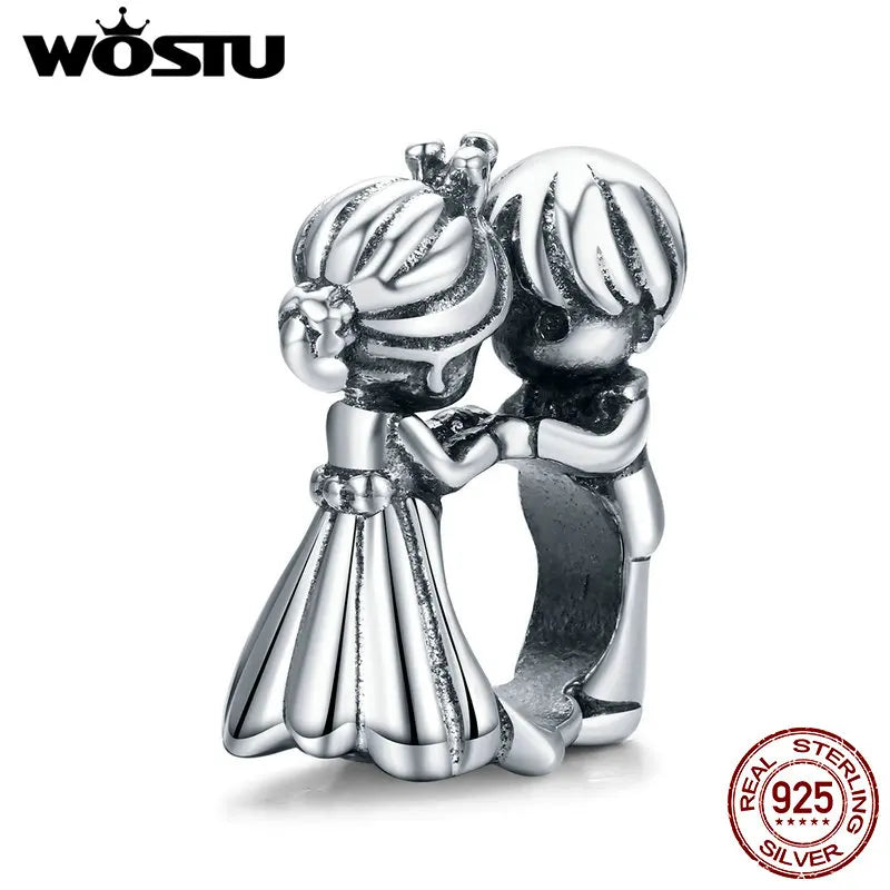 WOSTU Authentic 925 Sterling Silver Hot Sale Endless Love Charm Pendant Fit Bracelet Women Party Fashion DIY Jewelry Gift Making