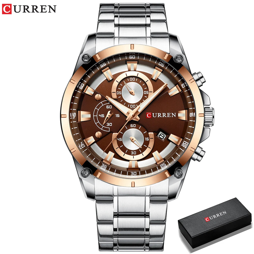 Gold Watches Men's Luxury Top Brand CURREN Quartz Wristwatch Fashion Sport and Causal Business Watch Male Clock Reloj Hombres