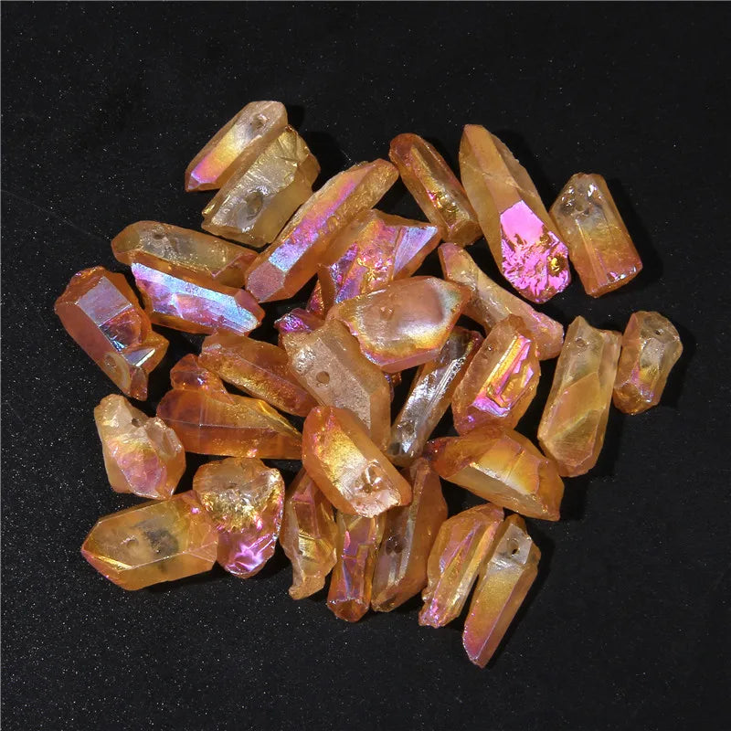 10/20/30pcs Purple Natural Quartz Crystal Point Beads Top Drilled Graduated Stick Point Loose Bead for DIY Jewelry Making Supply