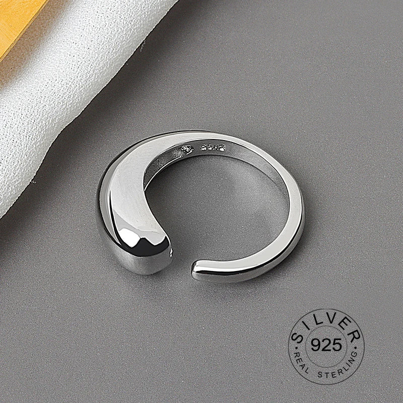 Bague ouverte en argent sterling 925 pour femme, niche INS, vague irrégulière, surface sable, nouilles larges, cadeau original pour fête d'anniversaire