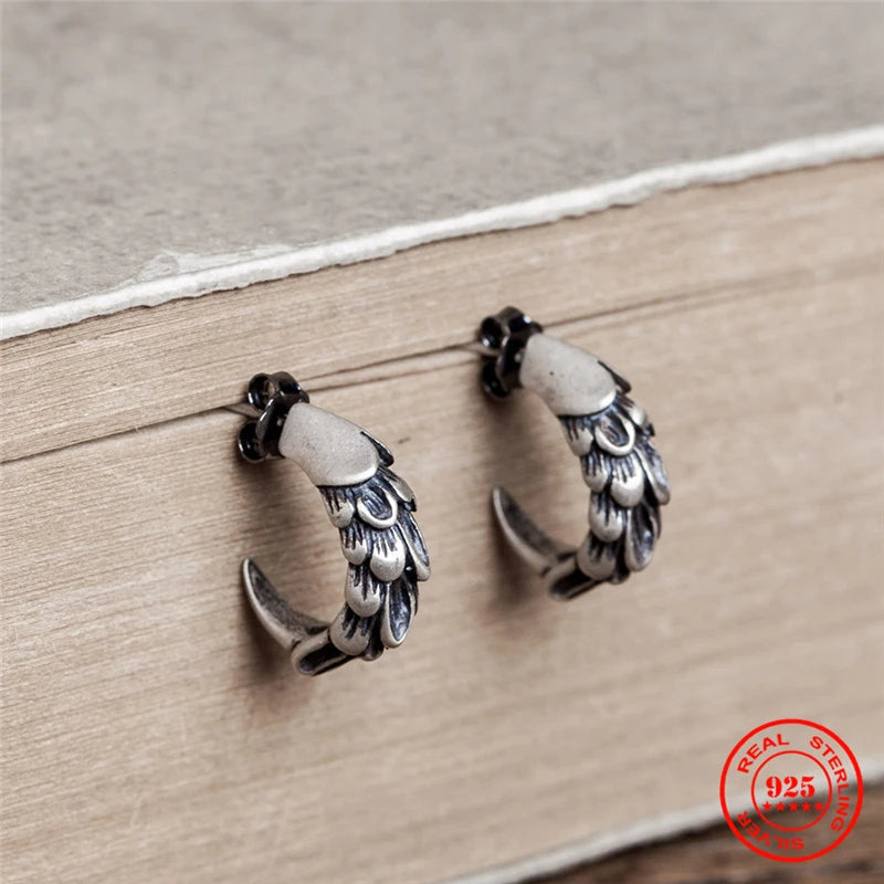 MKENDN Ohrstecker mit Adlerkralle aus 100 % 925er Sterlingsilber – Persönlichkeit für Damen und Herren – Ohrschmuck-Accessoires im neugotischen Stil