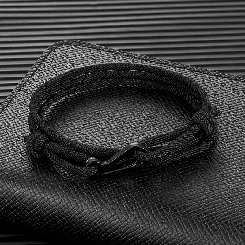 MKENDN Nautical Style Midnight Dark Blue Rope Bracelet Men Carabiner Clip Bracelet Minimalist Climbing Jewelry For Women