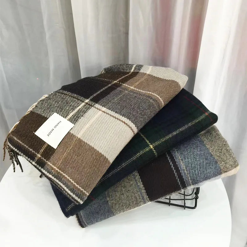 Luxury Plaid Scarf Winter Warm Cashmere Women Long Bandana Pashmina Female Scarves Tassel Shawl And Wraps 2024 Design Foulard - Madeinsea©