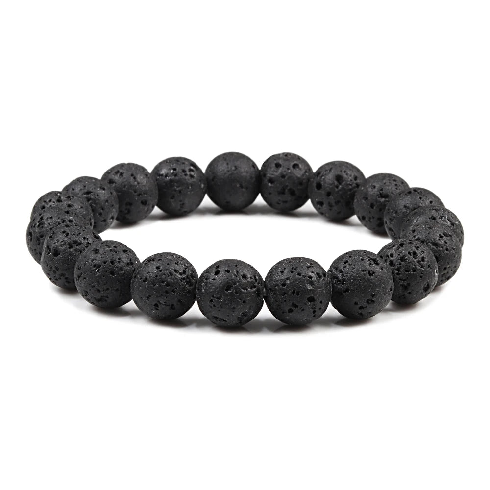 Natural Stone 6/8/10mm Beads Tiger Eye Bracelet Classic Men Women Buddha Black Lava Bracelets Minimalist Yoga Meditation Jewelry - Madeinsea©