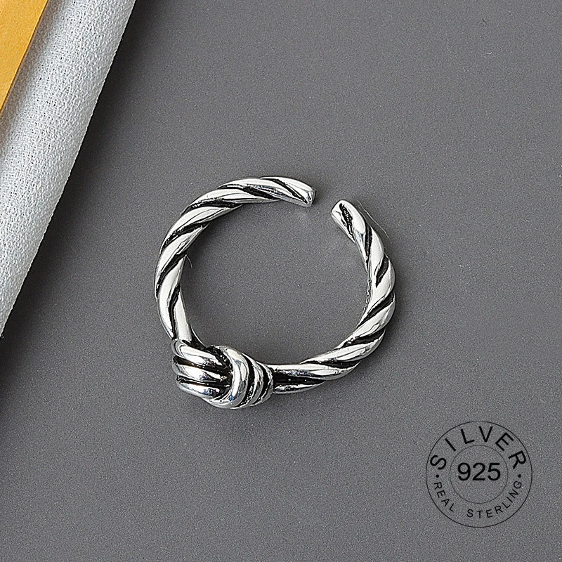 Bague ouverte en argent sterling 925 pour femme, niche INS, vague irrégulière, surface sable, nouilles larges, cadeau original pour fête d'anniversaire