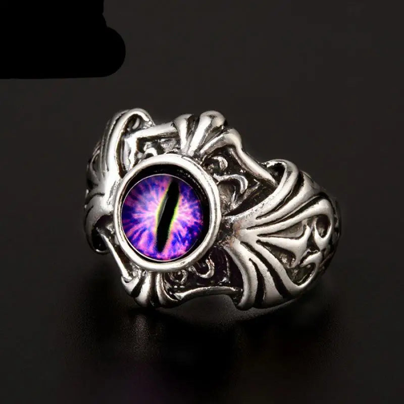 Retro Poseidon Compass Ring Silver-Plated Hexagram Opening Adjustable Ring Men and Women Hip-Hop Trend Jewelry Gift