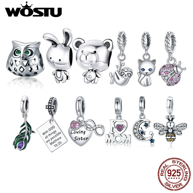 WOSTU Authentic 925 Sterling Silver Hot Sale Endless Love Charm Pendant Fit Bracelet Women Party Fashion DIY Jewelry Gift Making