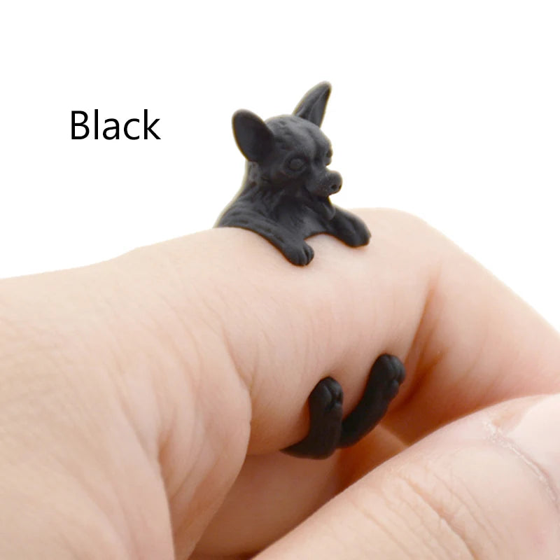 Retro Chihuahua Anillos Dog Ring Men Boho Brass Knuckle Anel Feminino Couple Rings For Women Fashion Jewelry Boyfriend Gifts