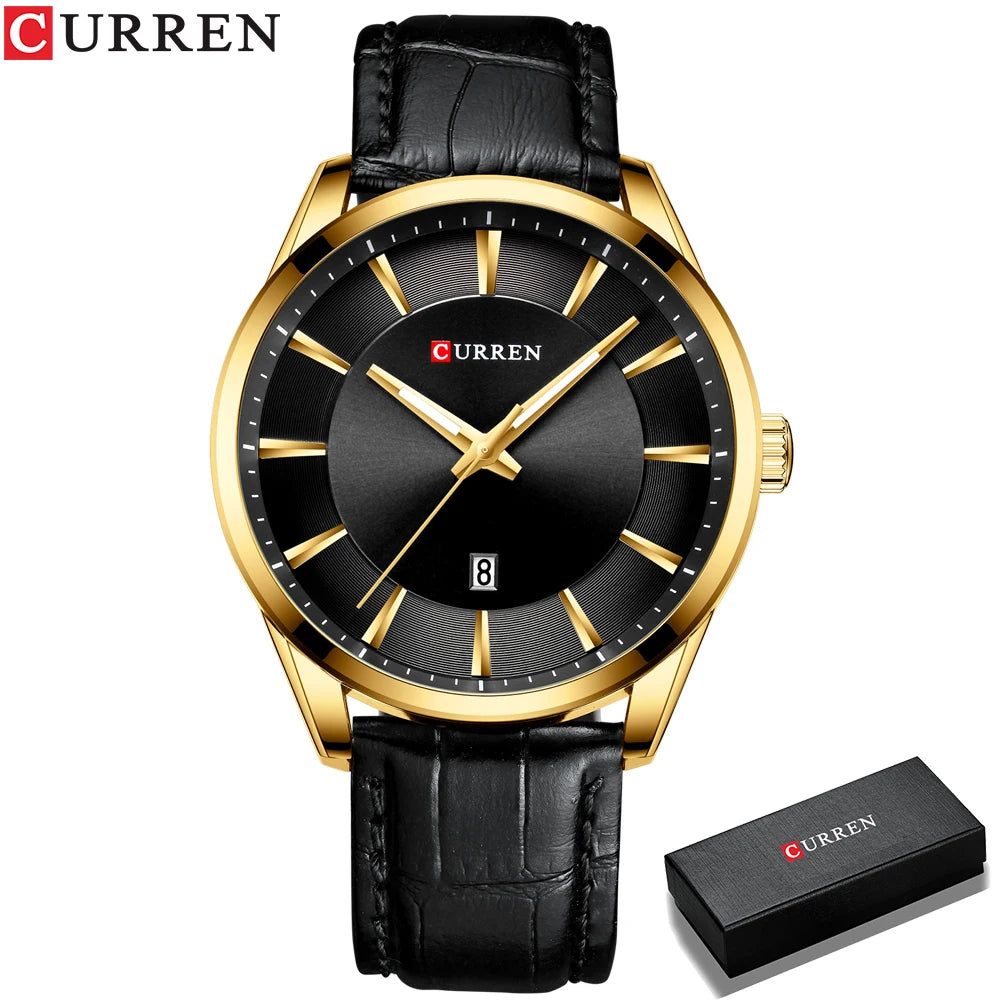 Montres à quartz CURREN pour hommes, bracelet en cuir, montres-bracelets de luxe pour hommes d'affaires, 45 mm.