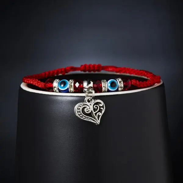 Bracelet porte-bonheur œil bleu, breloque œil protecteur, fil rouge, bracelet d'amitié pour couple, femme et homme, bijou fait main, cadeau porte-bonheur