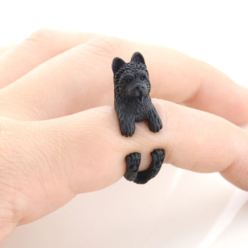 Drop Shipping Vintage Chow Chow Ring Dog Anel Men Boho Animal Anillos Couple Rings For Women Girl Jewelry Best Friend Gift Aneis