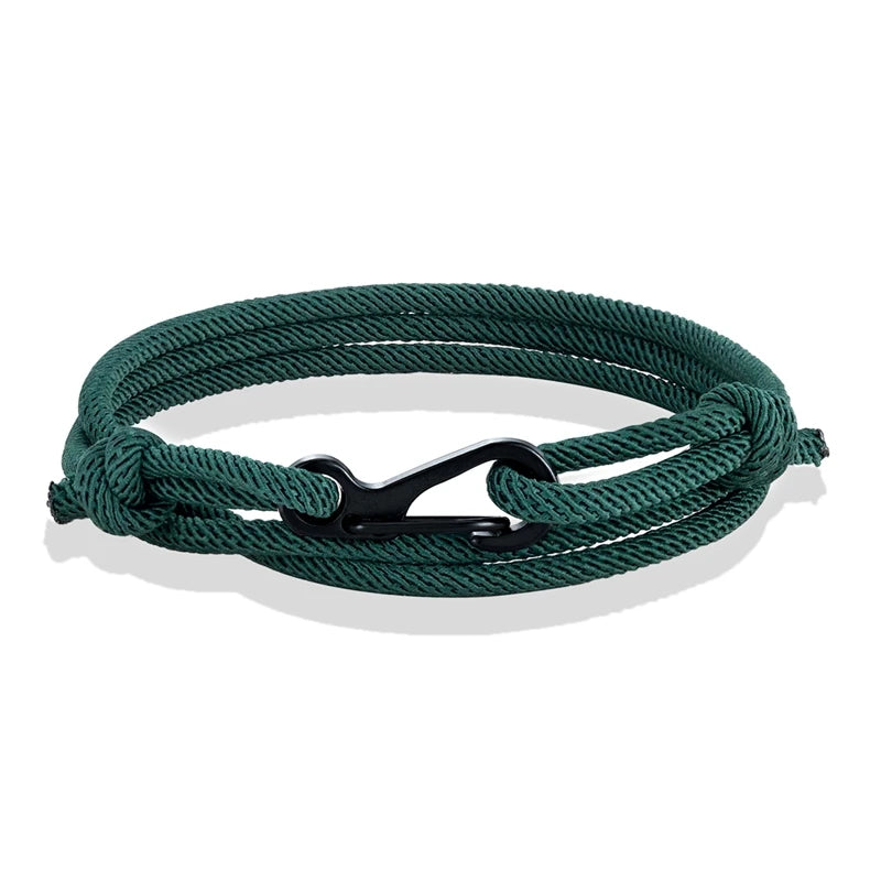 MKENDN Nautical Style Midnight Dark Blue Rope Bracelet Men Carabiner Clip Bracelet Minimalist Climbing Jewelry For Women