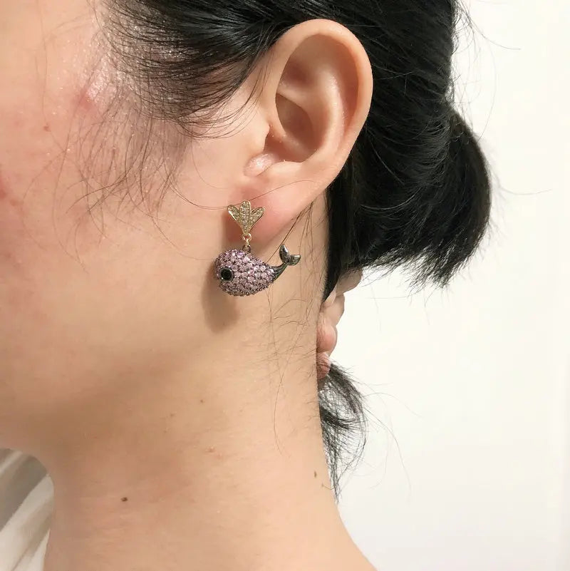 Blue Whale Zircon Earring for Women