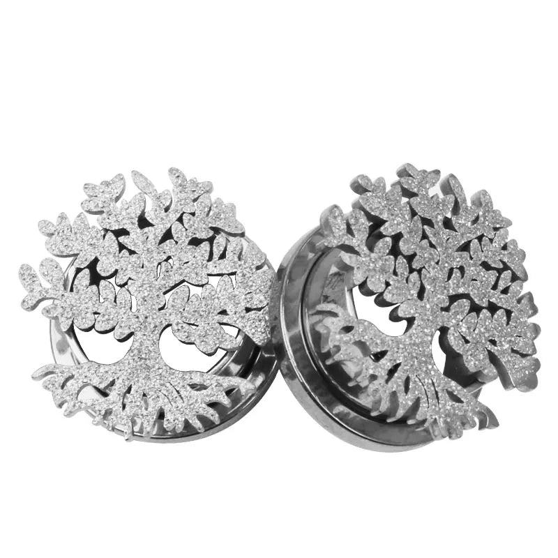 2 Stück Ohrstöpsel/Tunnel/Ohrpiercings aus 316L Edelstahl mit geschraubten Sattelohrring-Expander-Messgeräte Körperschmuck-Piercings