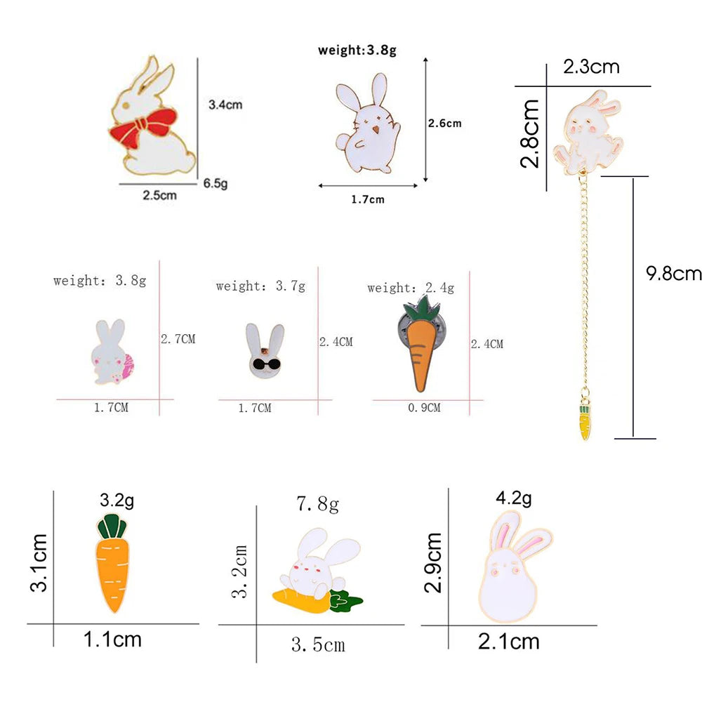 Cute Rabbit Enamel Pins Charm Carrot Bunny Brooch Bag Clothes Lapel Pin Button Badge Cartoon Animal Jewelry Gift for best friend