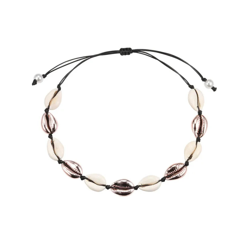 Natural Sea Shell Choker Chain Necklace for Women Bohemian Vintage Beach Conch Shell Braided Jewelry Wholesale Best Friend Gift