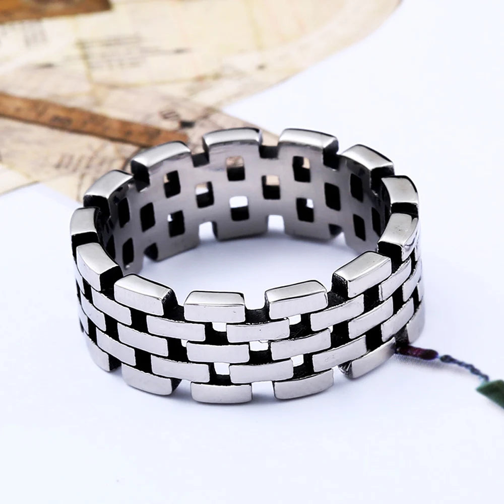 Kreativer Edelstahl Schwarz/Stahl Hohlkettenring Für Männer Frauen Punk Einfacher Paarring Freund Freundin Schmuck Geschenk