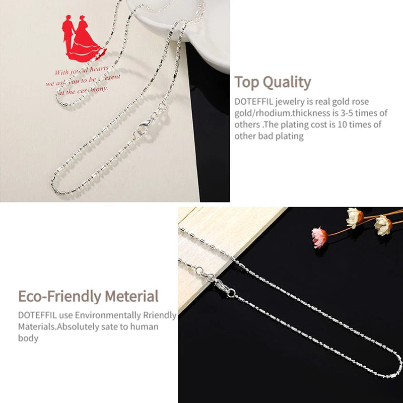 DOTEFFIL 925 Sterling Silver 16/18/20/22/24/26/28/30 Inch Bamboo Chain Necklace For Women Man Fashion Wedding Charm Jewelry