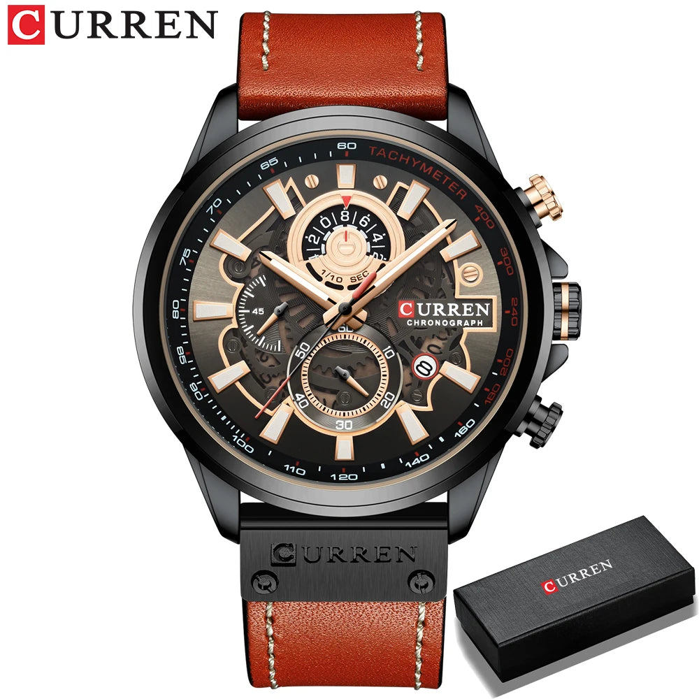 CURREN Fashion Male Watches Strap Sport Chronograph Wristwatch Creative Design Multifunctional Quartz Clock relogio masculino