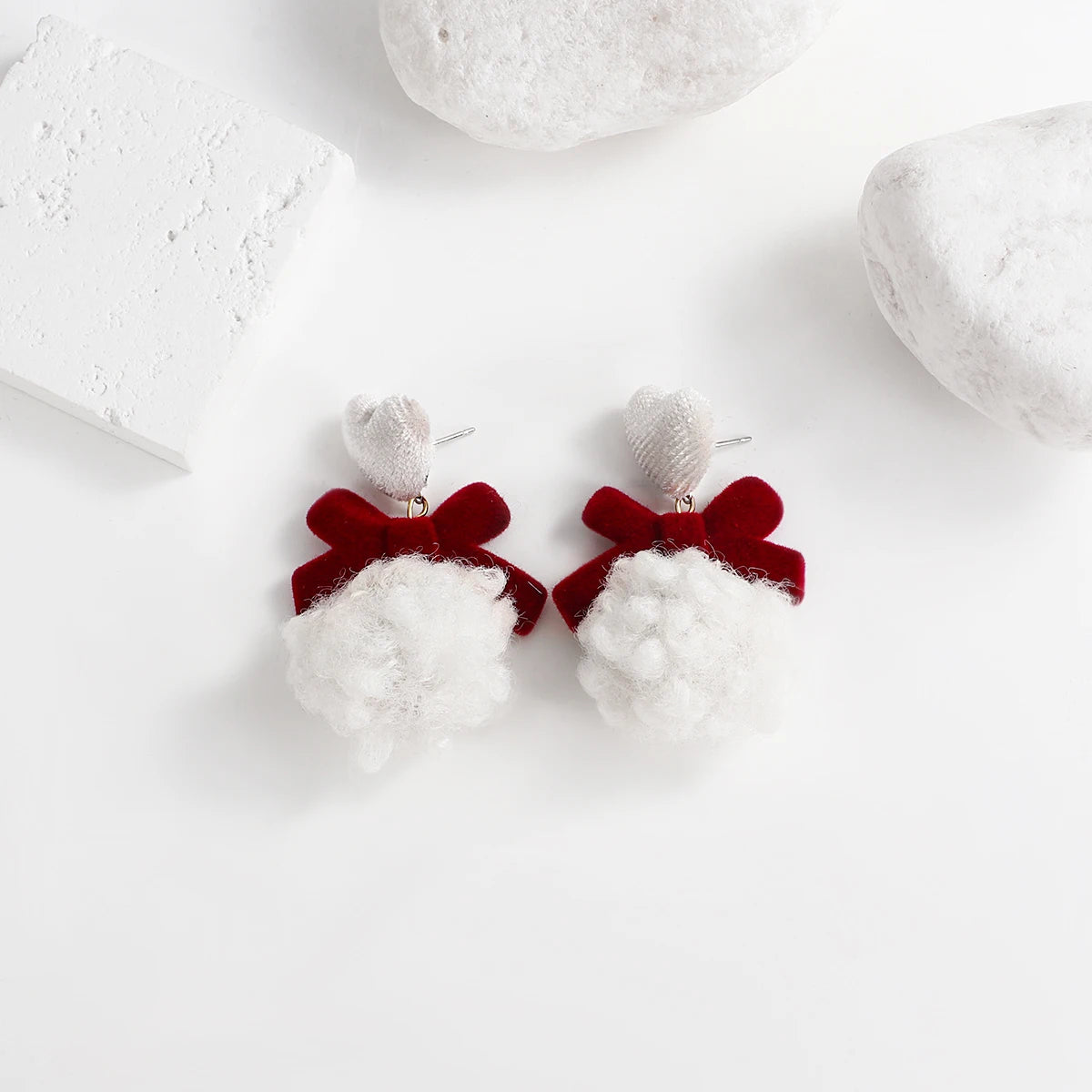 AENSOA Multiple Red Color Earrings Candy Bownot Heart Flower Metal Pearl Drop Earrings for Women Girls Christmas Jewelry Gift