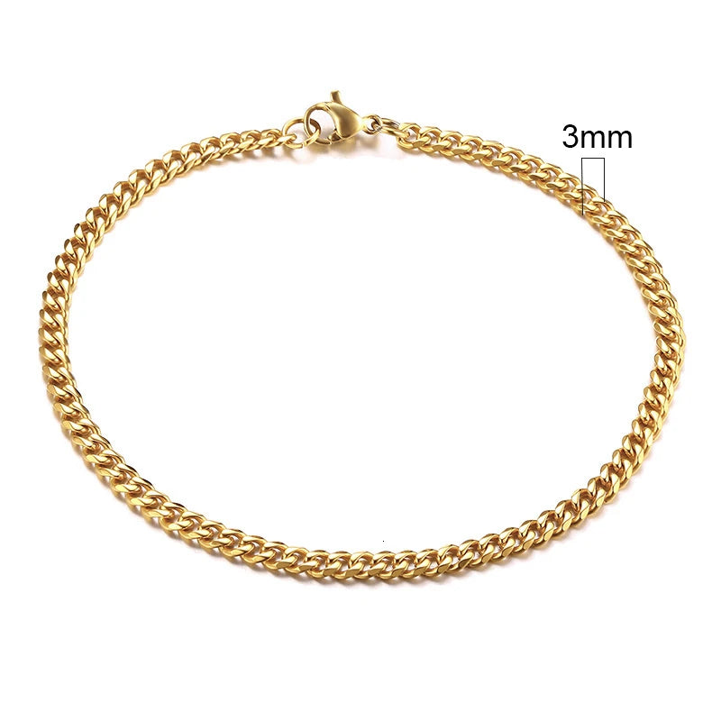 Vnox Basic 3/5/7/9/11mm Wide Curb Cuban Link Chain Bracelets for Men Women Jewelry Anti Allergy Stainless Steel Wristband Gifts
