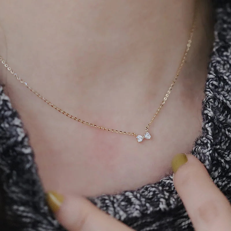 925 Sterling Silver Korean Simple Bowknot Pendant Clavicle Chain Necklace Women Light Luxury Temperament Party Jewelry