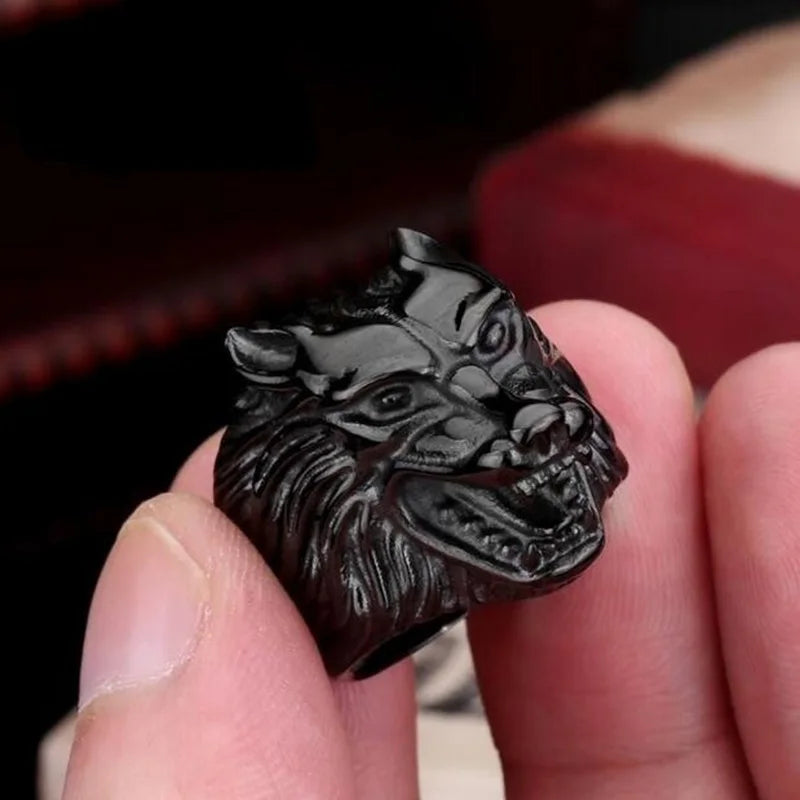 2025 Vintage Wolf Head Rings For Men Jewelry Accessories Punk Stainless Steel Rock Biker Rings Wholesale
