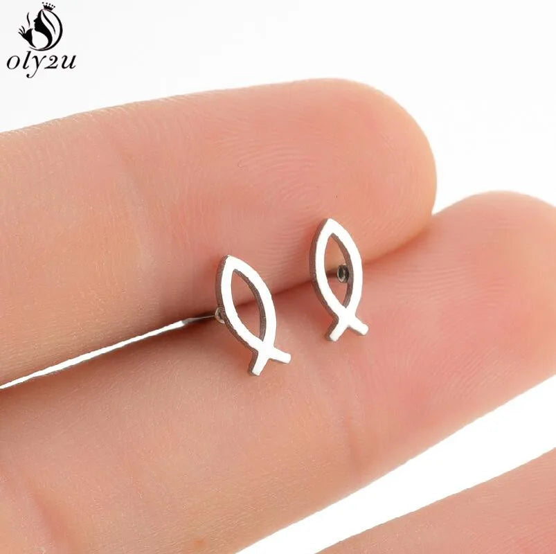 Korean Cute Stainless Steel Animal Earrings for Women Small Bat Octopus Fish Penguin Stud Earrings Trendy Jewelry Friends Gifts