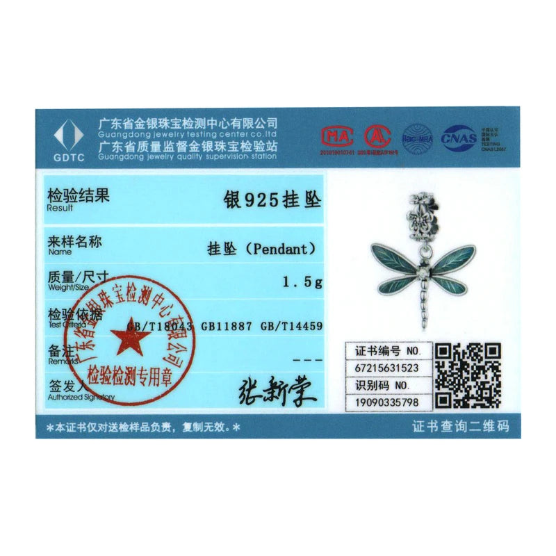 BAMOER Echt 925 Sterling Silber Wunderschöner Libellen-Anhänger Charm Passend für Original-Armband oder Halskette für Damen Edles Schmuckgeschenk