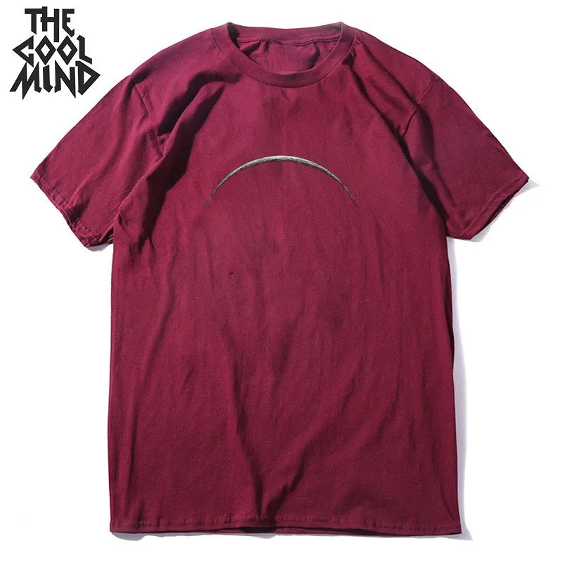 COOLMIND 100% Baumwolle Mond Druck Männer T-Shirt Casual Sommer Kurzarm Männer T-shirt Lose t-shirt Männlichen T-shirts Mo0154