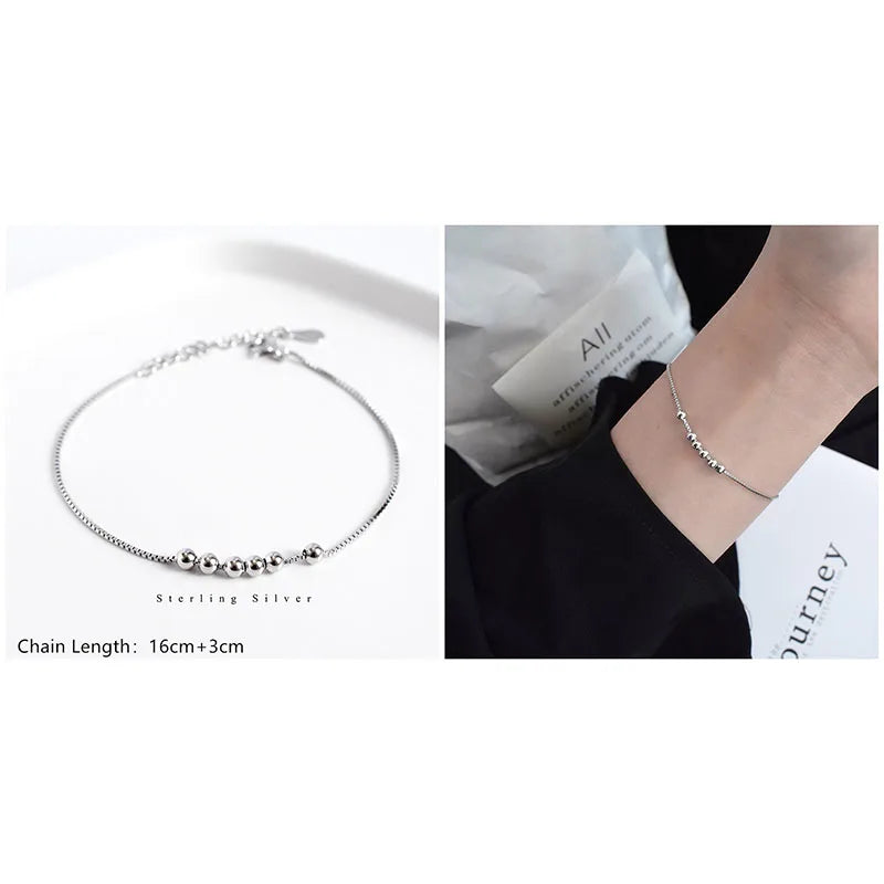 925 Sterling Silver Minimalist Style Chain Bracelet For Women Classic Fashion Student Couple Wristband Jewelry Accessories