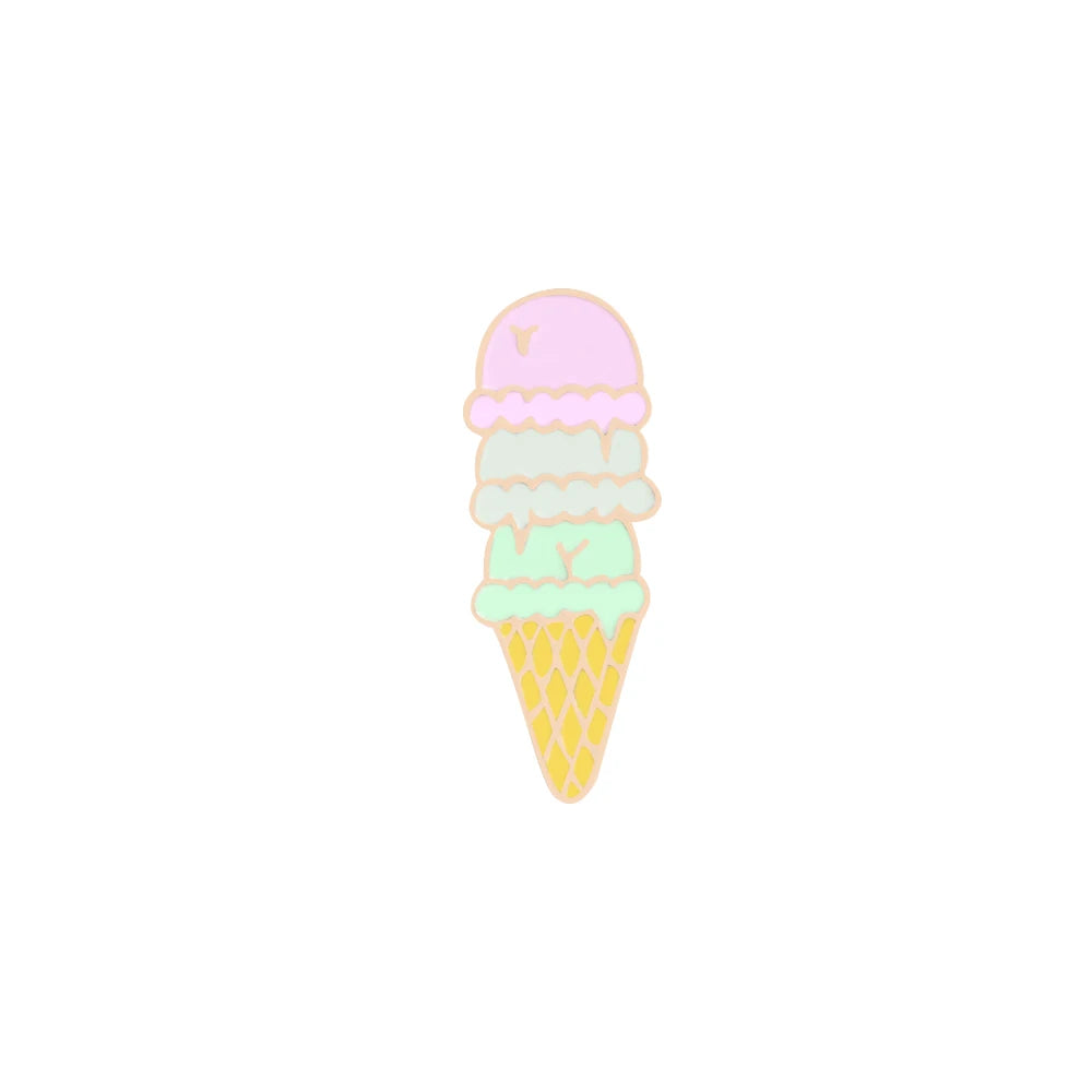 Sweet Cartoon Enamel Pins Cute Ice Cream Lapel Brooches Bright Color Mental Badges Pin Jeans Backpack Brooch Jewelry For Women