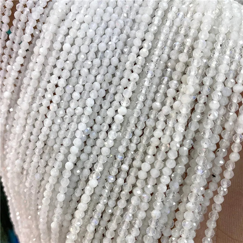 2 3mm Natural Labradorite Quartz Moonstone Crystal Stone Beads Round Faceted Loose Beads For Jewelry Making DIY Bracelet 15.5"