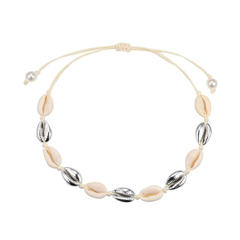 Natural Sea Shell Choker Chain Necklace for Women Bohemian Vintage Beach Conch Shell Braided Jewelry Wholesale Best Friend Gift