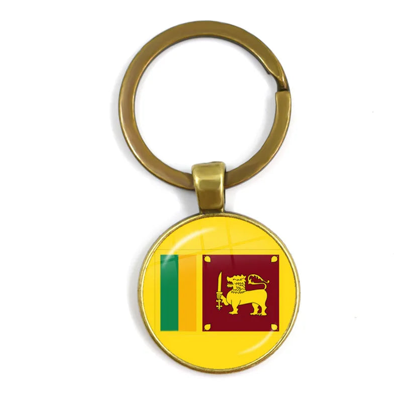 Porte-clés drapeau national de Malaisie, du Laos, du Danemark, de Norvège, de Suède et de Slovaquie, cabochon en verre de 25 mm, cadeau pour femmes et hommes