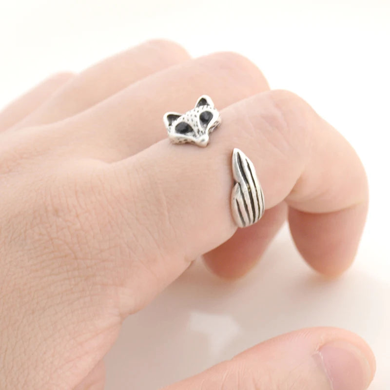 Vintage Silver Plated Boho Rabbit Fox Owl Anel Rings For Women Punk Anillos Metal Knuckle Ring Men Jewelry Best Friend Gifts