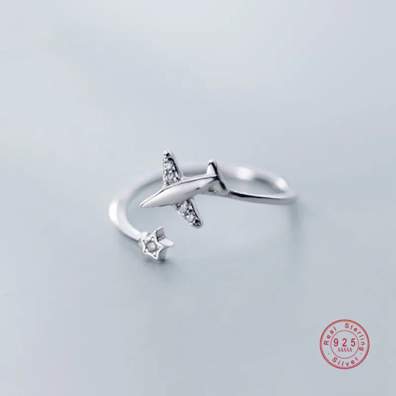 MKENDN Fashion Summer Style Plane Ring CZ Opening Fashion Jewelry Pure Finger Rings Best Friendship Gifts